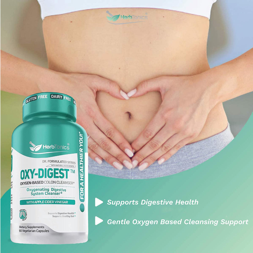 Herbtonics Oxygen-Based Colon Cleanse label shows safe, high-quality ingredients for sensitive digestion.