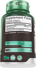 Herbtonics bottle back label shows ingredients and serving details.