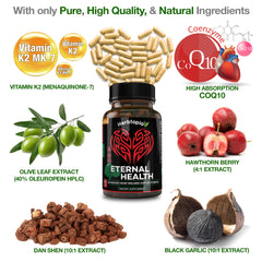 Hawthorn and olive leaf ingredients in Herbtopia Eternal Health formula