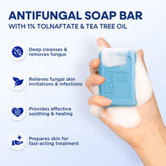 Hermon antifungal soap bar tea tree features daily cleansing with tea tree oil.