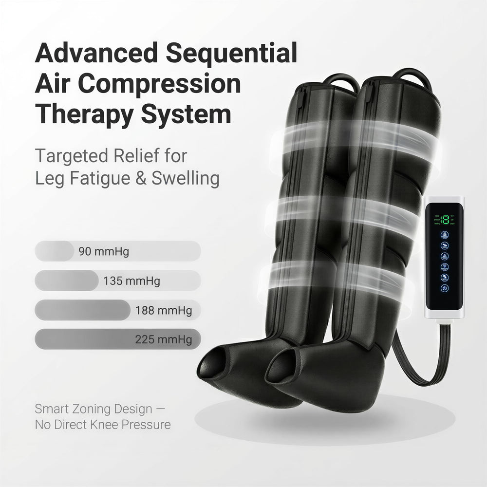 Heselises Leg Compression Massager heated therapy for deeper relaxation.