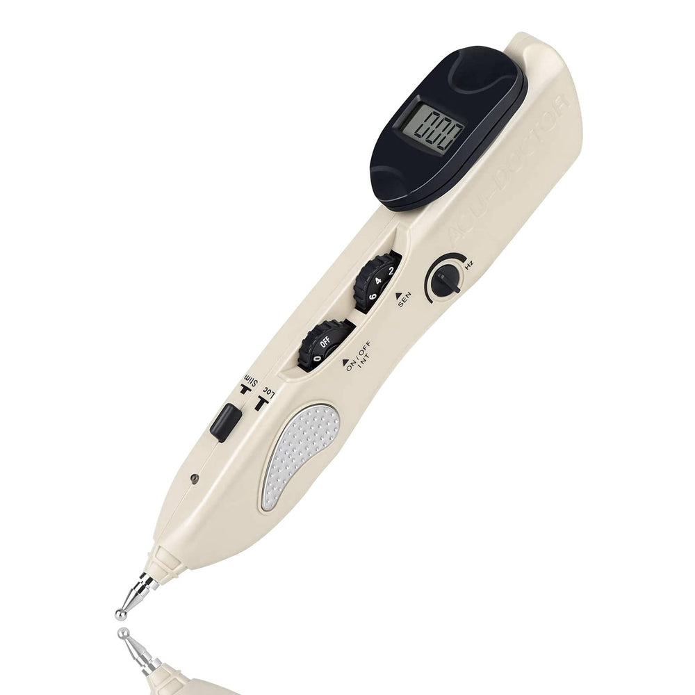 Heswea electronic acupuncture pen auto-detection in action for precise point targeting.