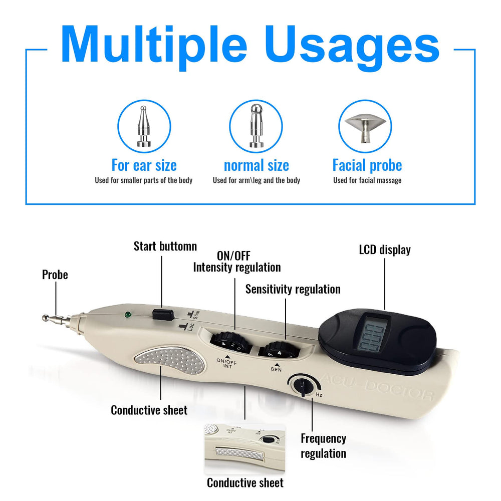 Heswea electronic acupuncture pen face head enables gentle facial sessions.