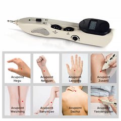 Heswea electronic acupuncture pen acupoints chart assists point location guidance.