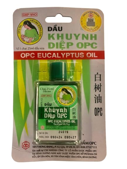 Hetana's Shop OPC eucalyptus oil green bottle for massage and soothing aroma.