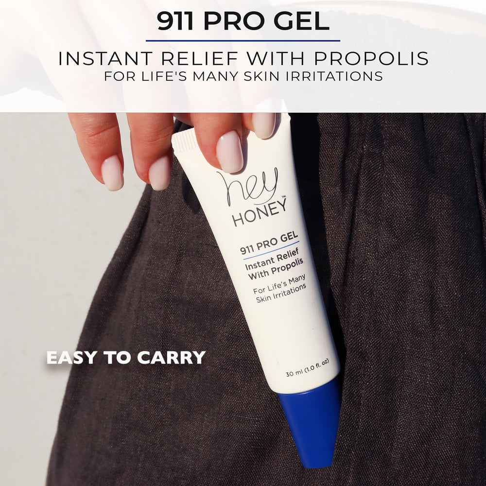 Hey Honey 911 Propolis Gel on bug bite shows soothing relief