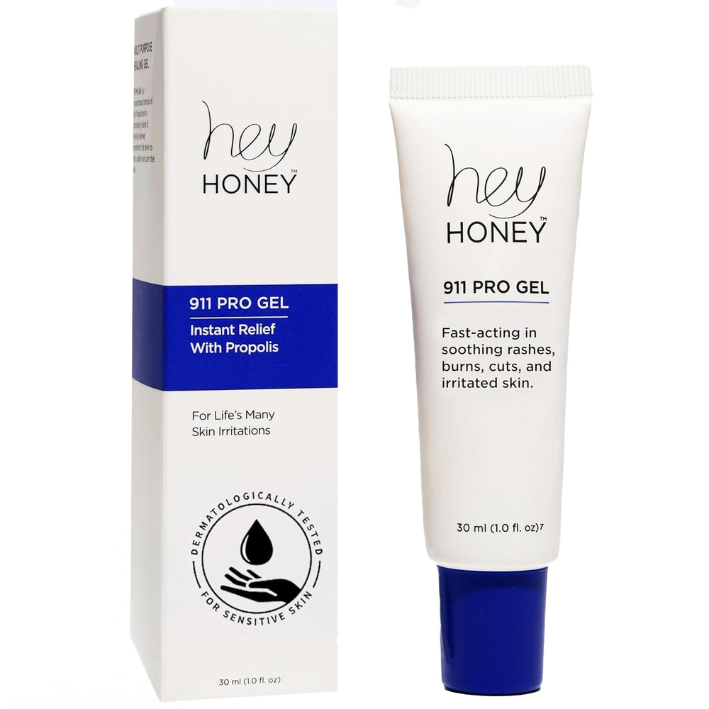 Hey Honey 911 Propolis Gel tube top ready for quick skin repair