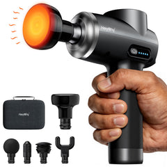 Heychy Professional Massage Gun with Heat shown for post-workout recovery