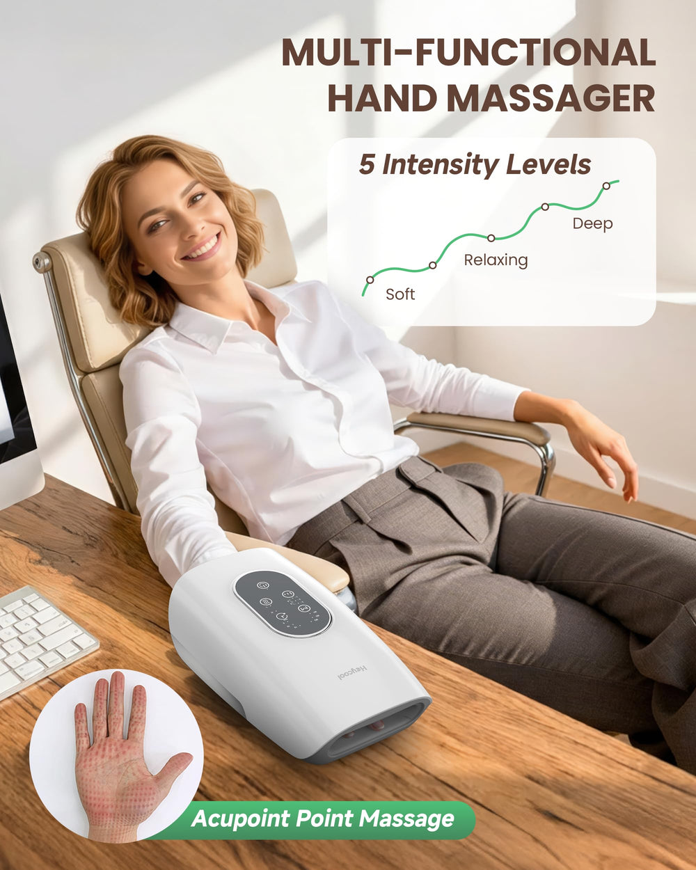 Heycool Upgrade Hand Massager auto timer helps maintain comfortable sessions.