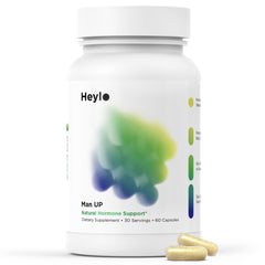 Heylo Man Up bottle front showing vitality blend and lifestyle focus.