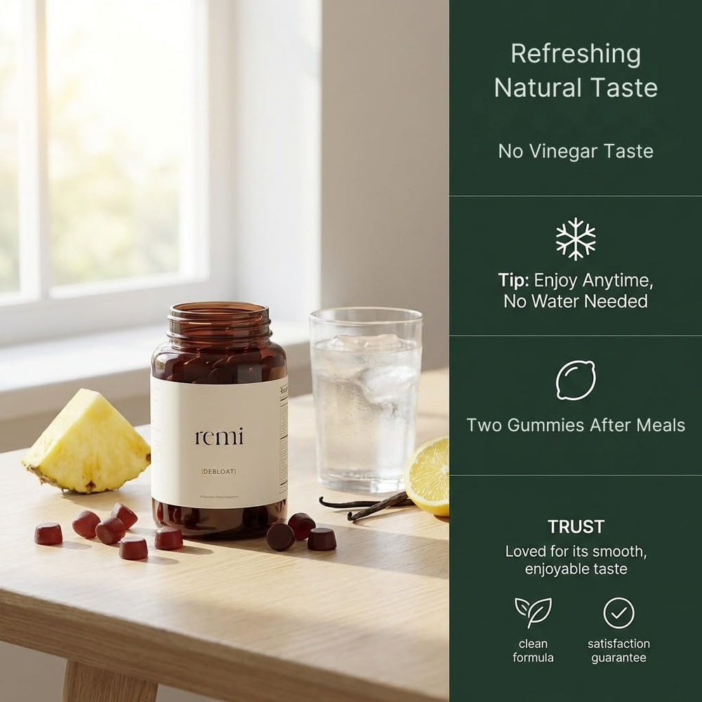 heyremi Debloat Gummies box on shelf ready for everyday use