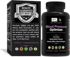 HFL Blood Pressure Optimizer bottle label with herbal ingredients for vascular support