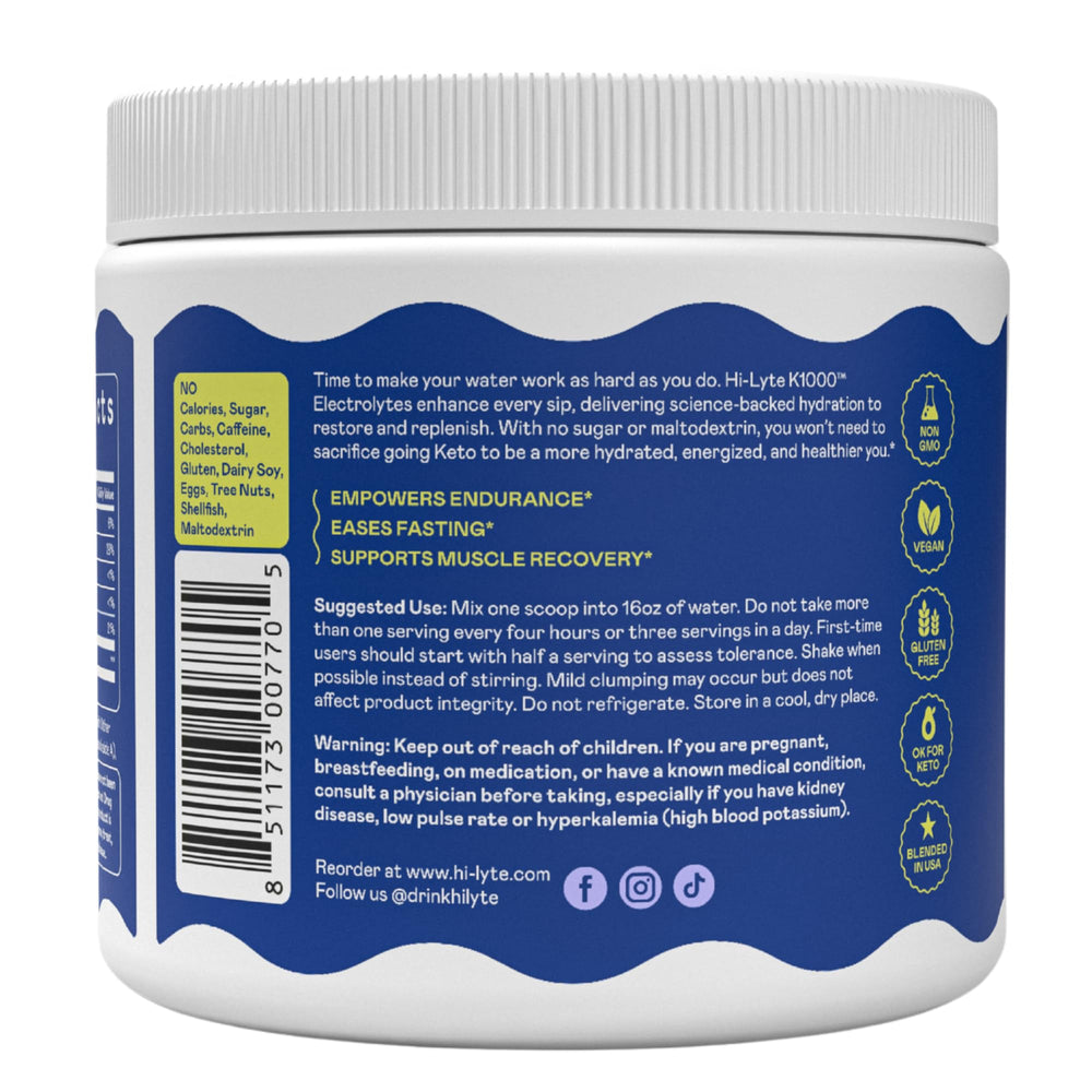 Hi-Lyte K1000 USA blend label signifying clean ingredients.