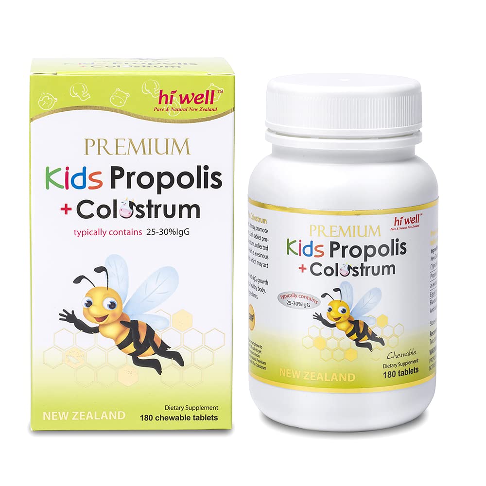Hi Well Kids Propolis bottle—kid-friendly chewables for daily immune support.