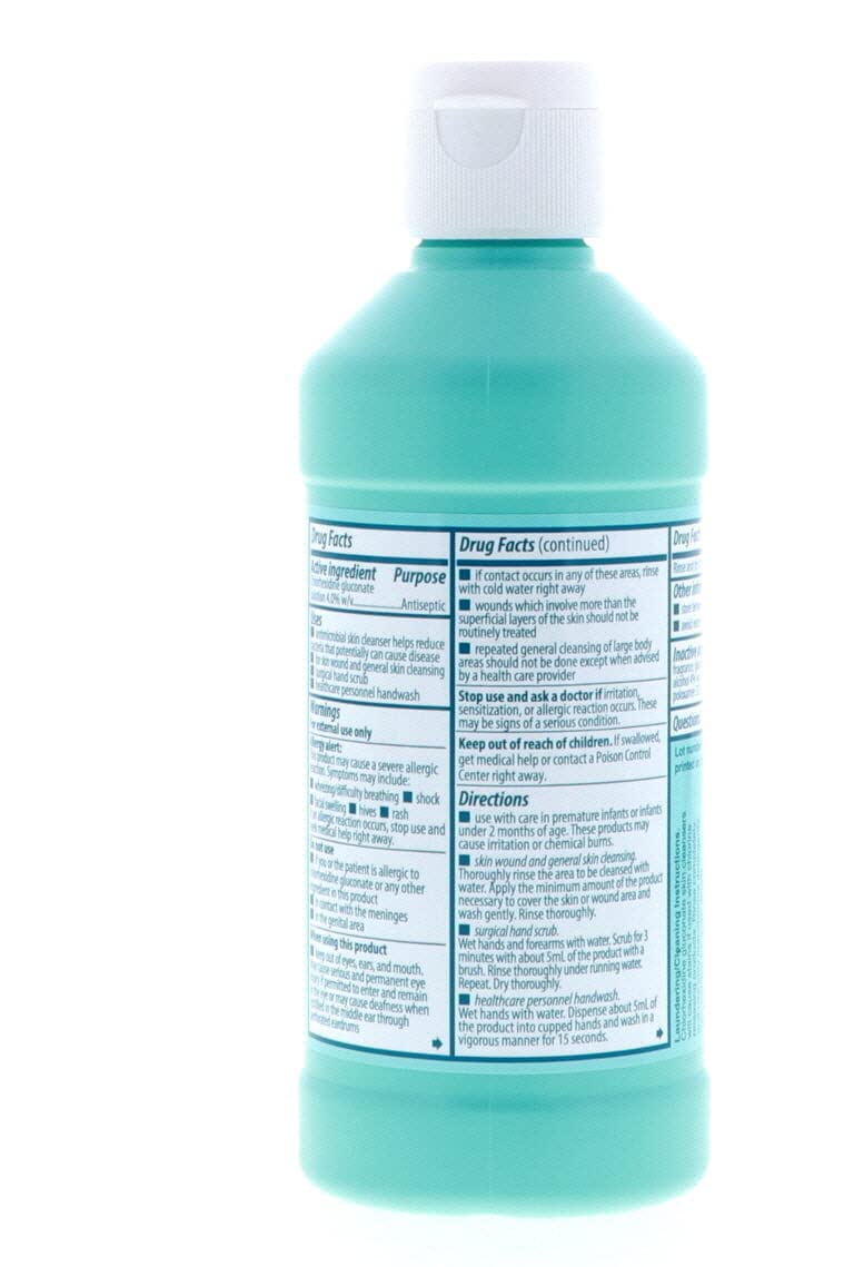 Hibiclens 8 oz bottle with safety cap visible for safe handling.