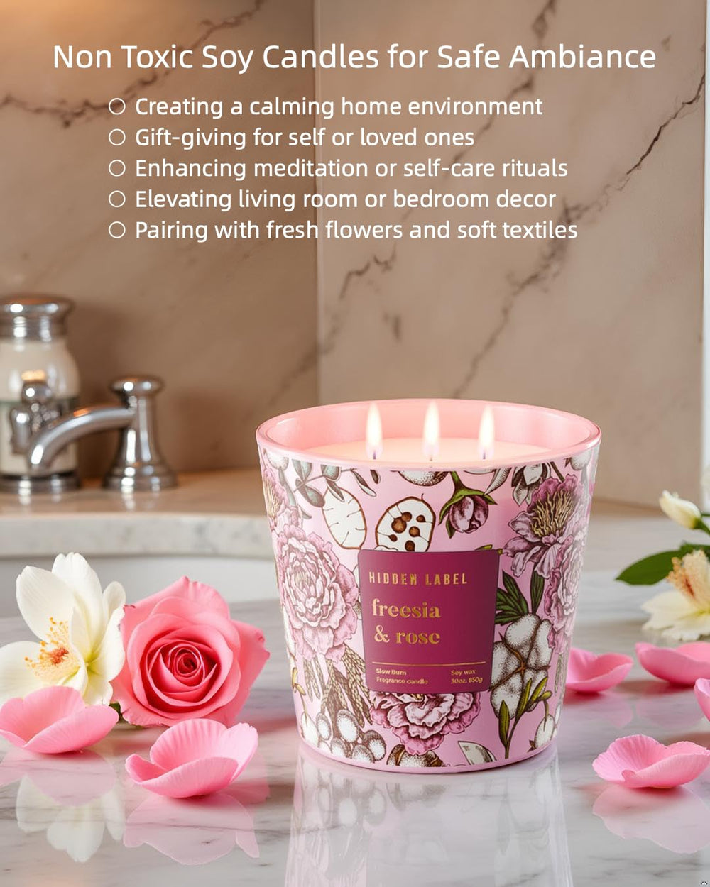 Hidden Label extra-large jar candle, elegant glass jar enhances decor and scent.