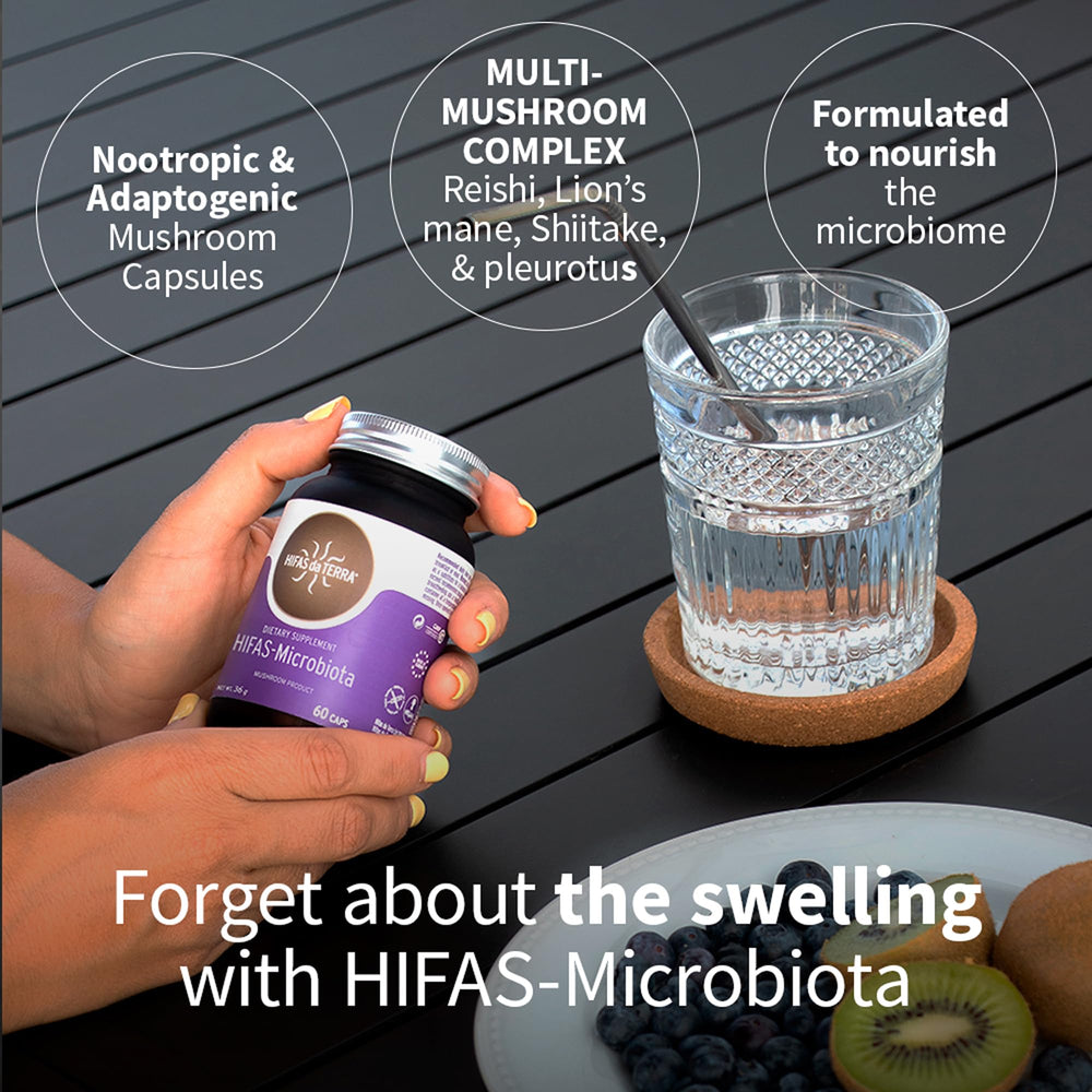 HIFAS-MICROBIOTA capsule image shows powder inside for nourishment