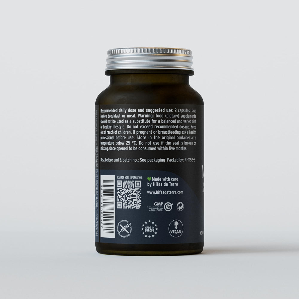 HIFAS DA TERRA Mico-Five logo on jar lid emphasizing quality and heritage.
