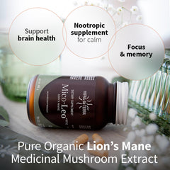 Hifas da Terra Mico-Leo label detail with organic ingredients and potency cues