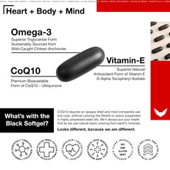 Natural black softgels indicate absence of artificial colors and fillers.