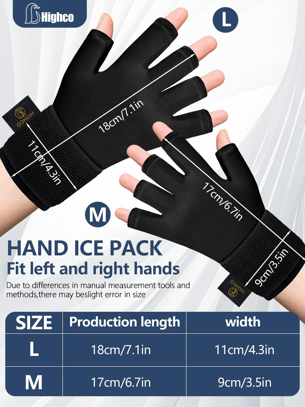 Highco Ice Gloves dual-therapy supports warm or cold relief