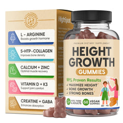 highspot height growth gummies bottle highlighting bone-supporting nutrients