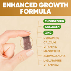highspot height growth gummies label emphasizing calcium and vitamins for bone health