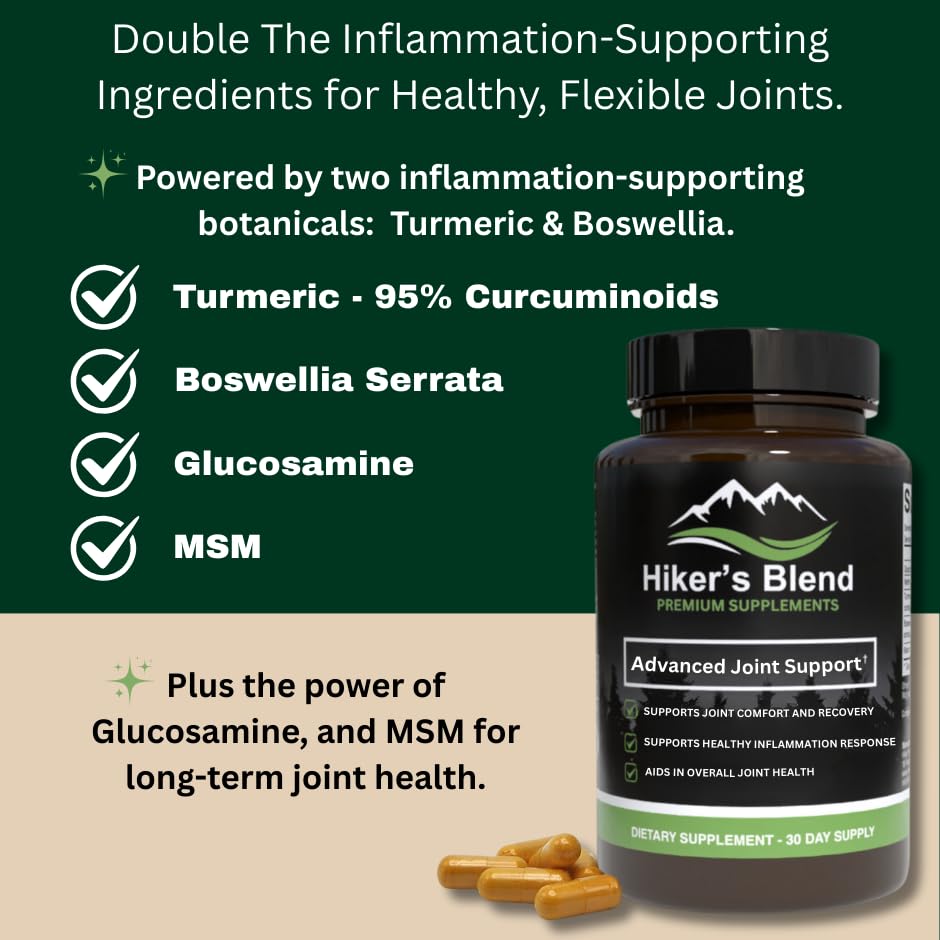 HIKER'S BLEND glucosamine and MSM tablets emphasizing joint support for long trail days