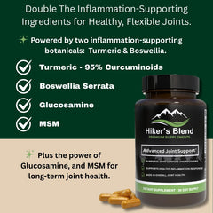 HIKER'S BLEND glucosamine and MSM tablets emphasizing joint support for long trail days