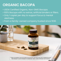 Himalaya Bacopa Monnieri 2-pack box highlighting USDA Organic certification.
