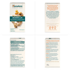 Himalaya Boswellia bottle with dosage guidance for two capsules daily.