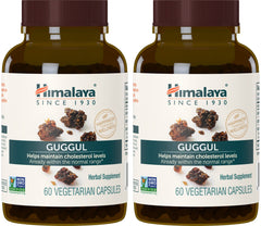 Himalaya Guggul bottle front view showing vegan format for clean supplementation
