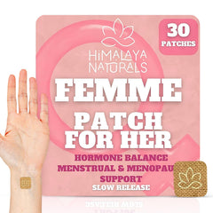 Himalaya Naturals Femme Herbal Patches packaging display for discreet vegan-friendly use
