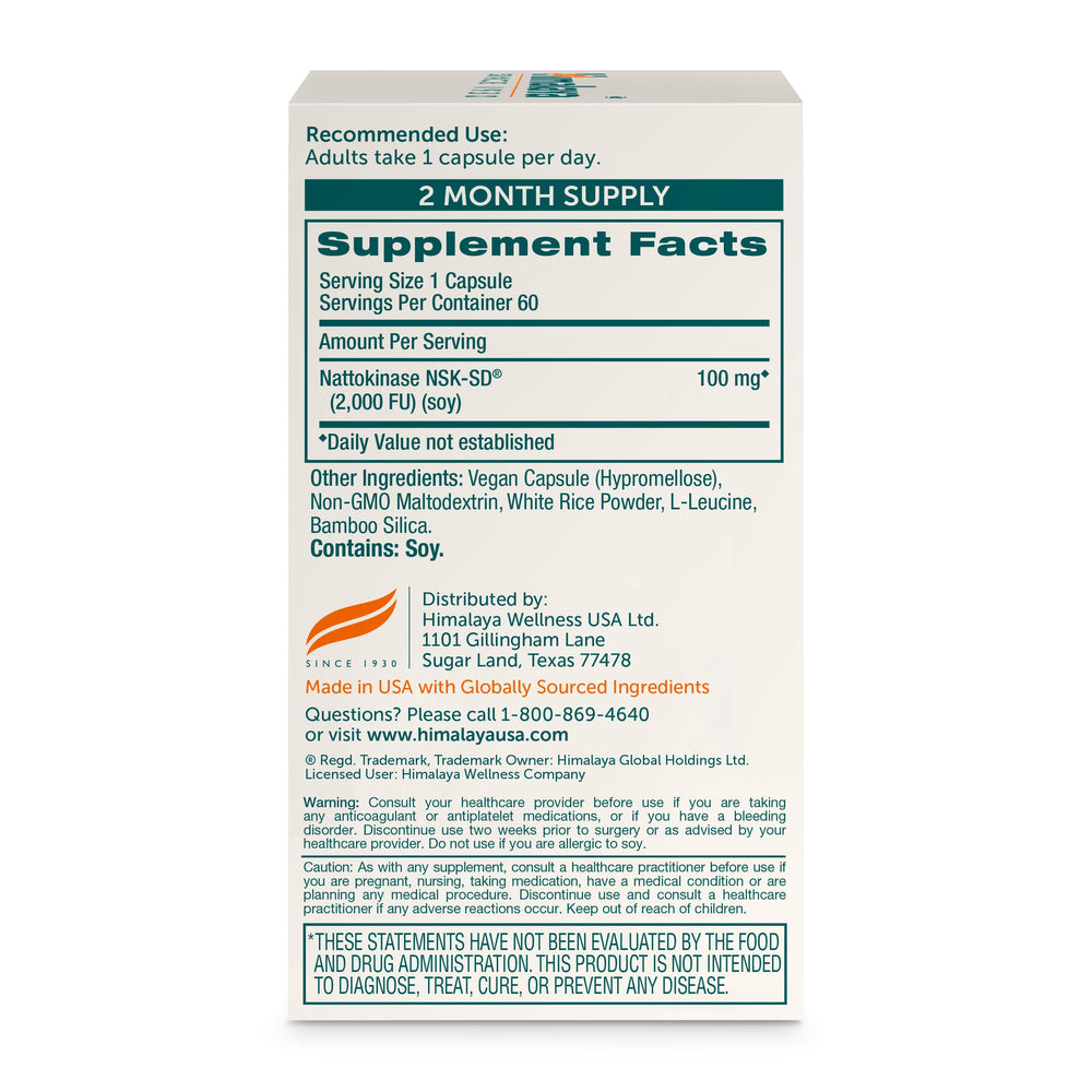 Himalaya NSK-SD nattokinase capsules close-up highlighting 100 mg per capsule.