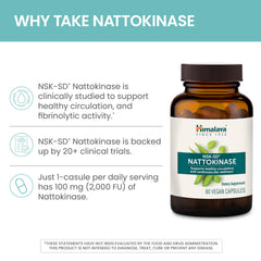 Himalaya NSK-SD nattokinase ingredients panel emphasizing vegan origin of the product.
