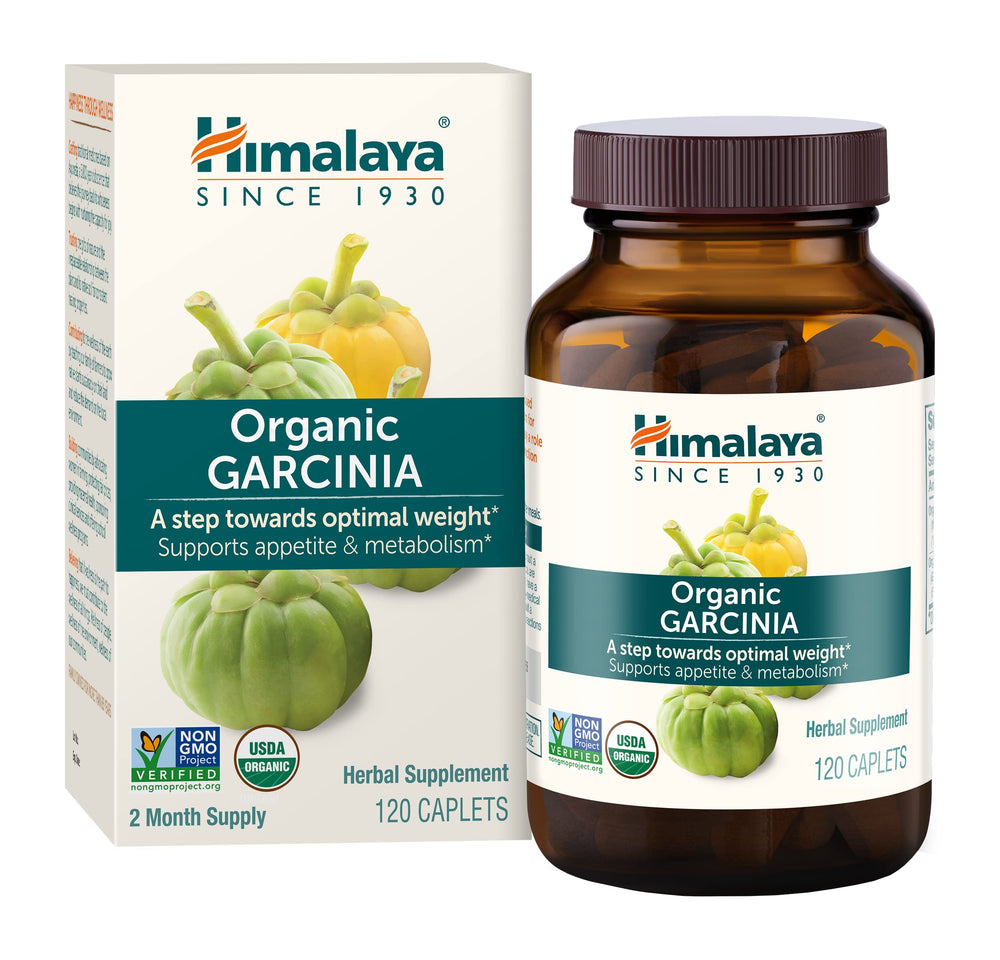 Himalaya Organic Garcinia Cambogia bottle-front with organic certification for trusted weight management