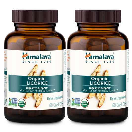 Himalaya Organic Licorice bottle showing capsules for gentle digestive support