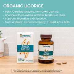 Himalaya Organic Licorice root powder and extract shown in capsules