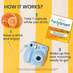 Himalaya PartySmart ingredient panel with andrographis, chicory, grapes, and dates
