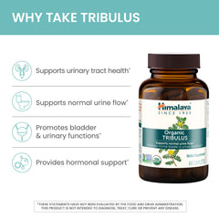 Himalaya Tribulus Terrestris organic-certification badge on packaging.