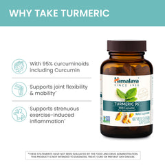Himalaya Turmeric 95 vegan-non-gmo badge on packaging for clean ingredients.