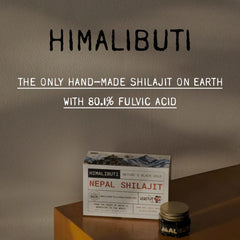 HIMALI BUTI Shilajit resin closeup showing rich texture and natural potency.