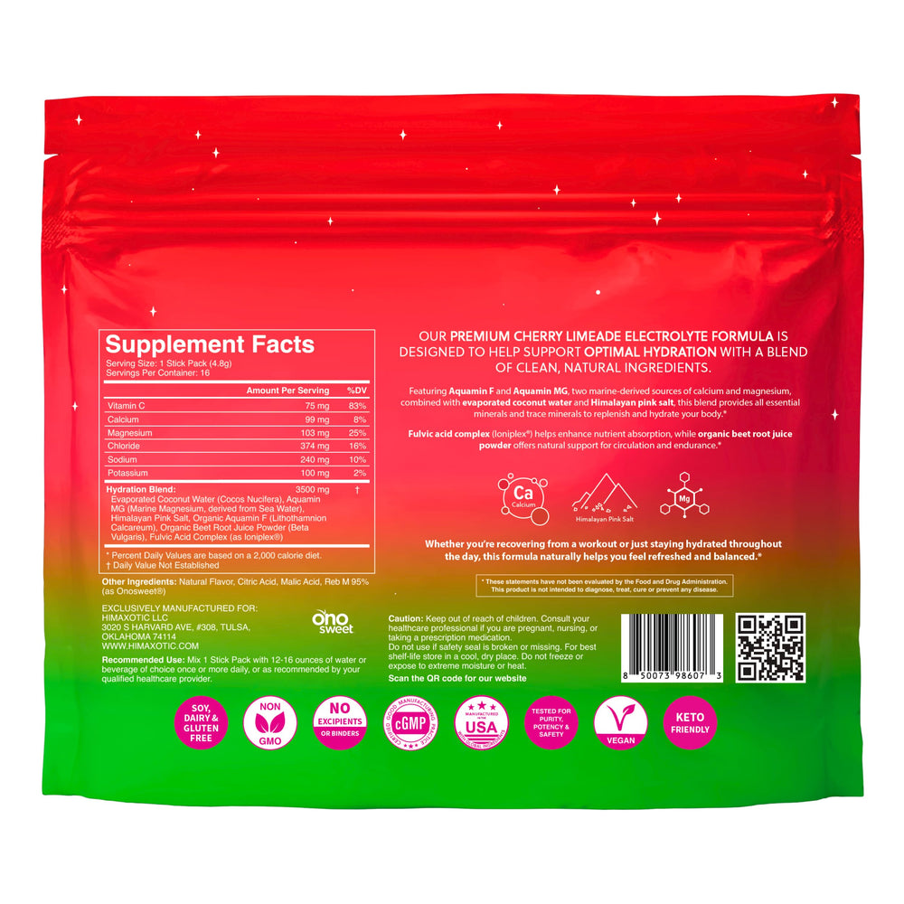 Himaxotic Cherry Limeade Hydrate stick dissolving in cold water with no clumps
