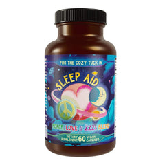 Hippie Farms logo and groovy guarantee card signaling earth-friendly sleep.