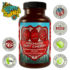Hippie Farms Lumberjack Strength Blend bottle highlights premium ingredients.