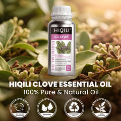 HIQILI clove essential oil with glass dropper for precise blending.