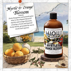 Close-up of HIQILI label highlighting citrus floral notes for candles and soaps