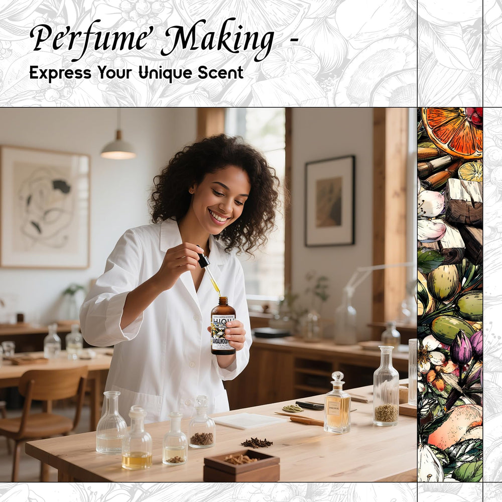 HIQILI Sandalwood Glyph fragrance oil pour for easy DIY blending.