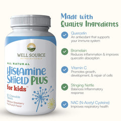 Histamine Shield Plus Kids strawberry USA factory image reinforces trusted production standards.