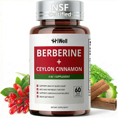 HiWell Berberine bottle on table supports daily metabolic wellness.